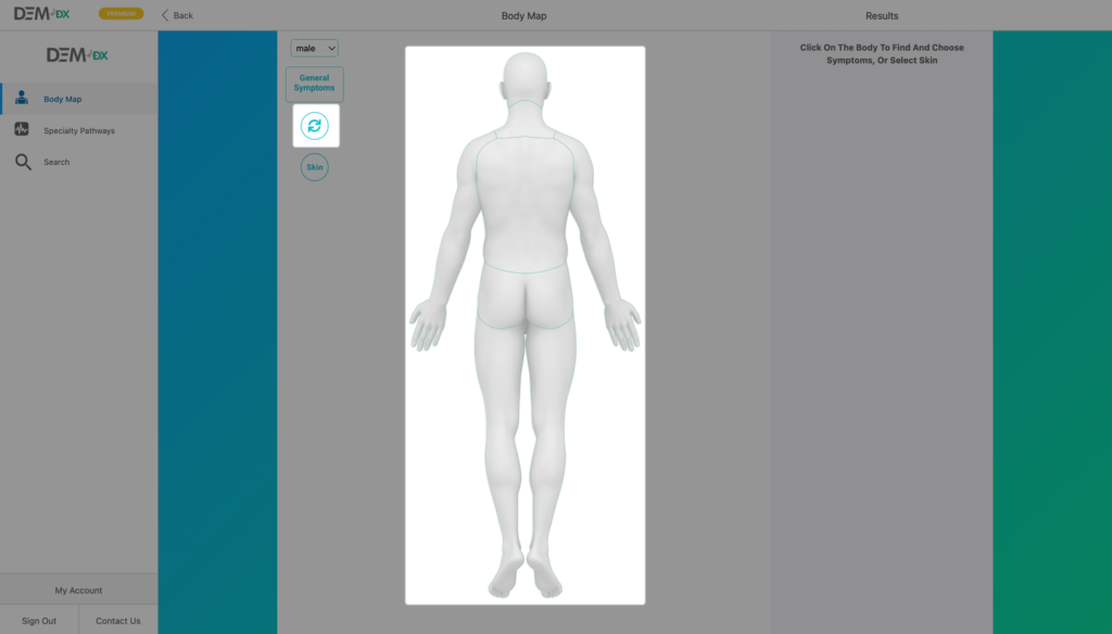 Navigating the Body Map image for diagnosis guide